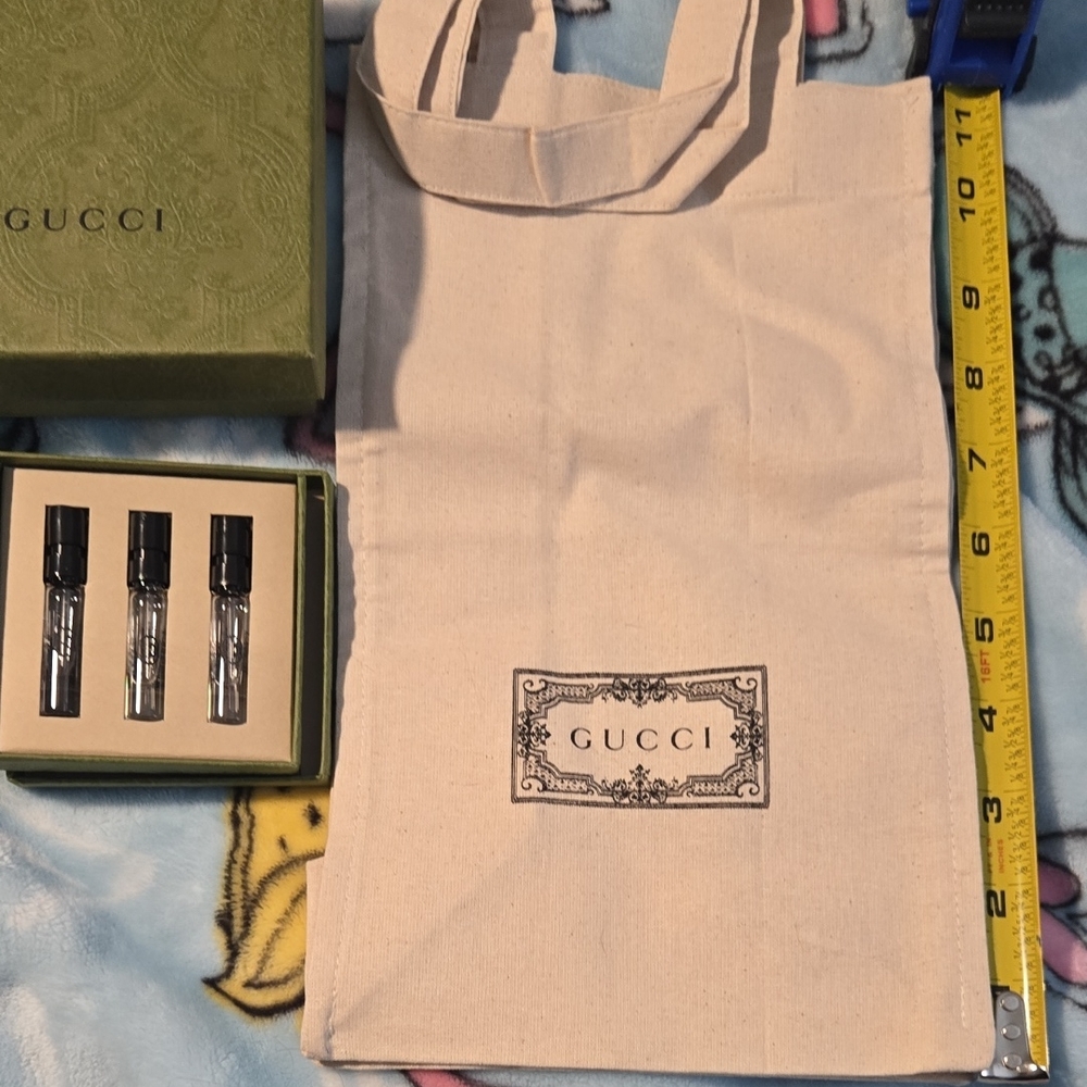 Gucci Canvas Tote with Men's Cologne Samples